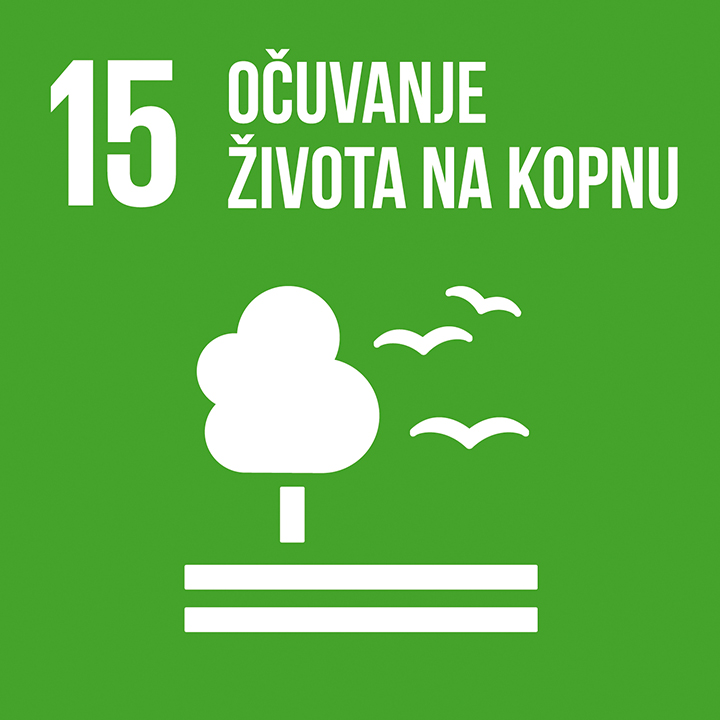 icon for Goal 15 - Zaštititi, obnoviti i promicati održivo korištenje kopnenih ekosustava, održivo upravljati šumama, suzbiti dezertifikaciju, zaustaviti degradaciju tla te spriječiti uništavanje biološke raznolikosti