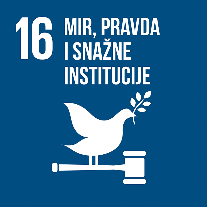icon for Goal 16 - Promicati miroljubiva i uključiva društva za održivi razvoj, osigurati pravdu za sve i izgraditi učinkovite, odgovorne i uključive institucije na svim razinama